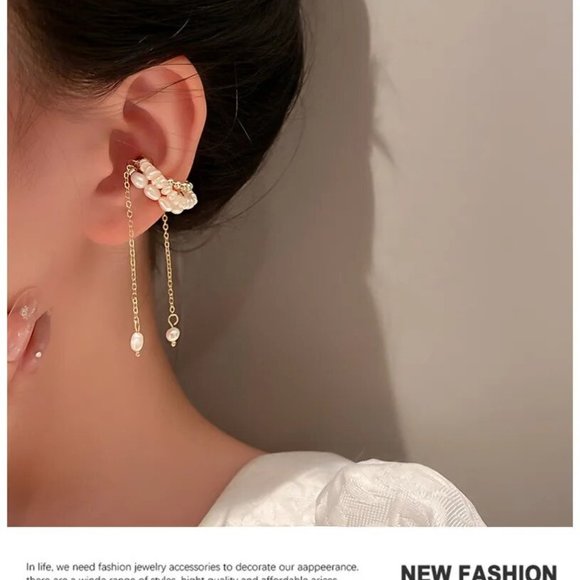 Classic Freshwater Pearl Ear Bone Pendant Magnet Fashion Earrings - Picture 3 of 5